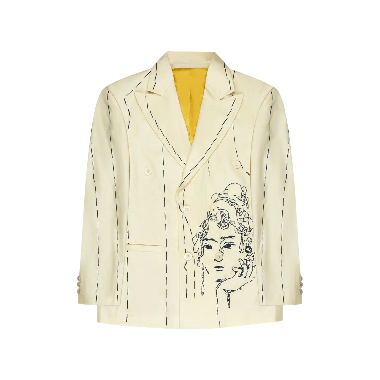 [Cream-Tan] Hand Embroidered Suit Top
