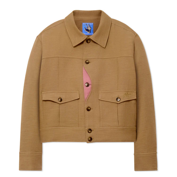 [Brown/Light Brown] Pocket Detail Cropped Linen Coat