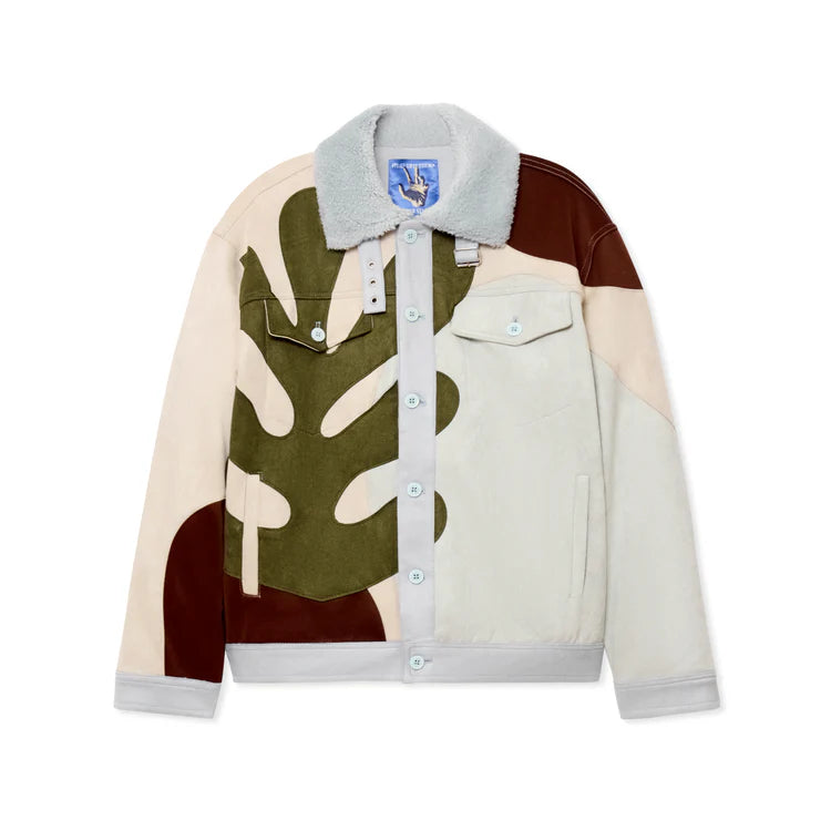 [Multicolor] Suede Floral Patchwork Jacket