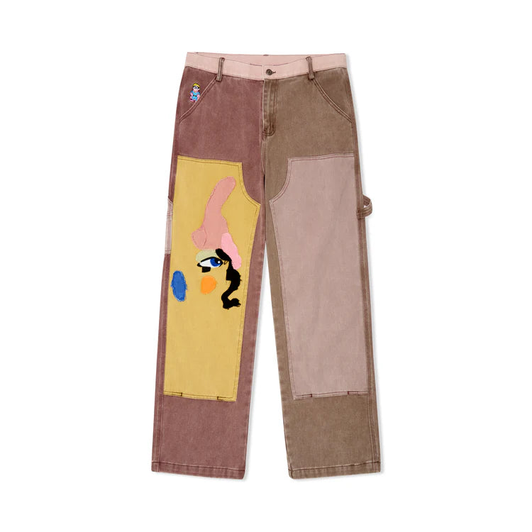 [Brown] Patchwork Face Double Knee Pant