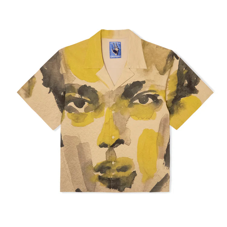 [Yellow] Watercolor Face Camp Shirt