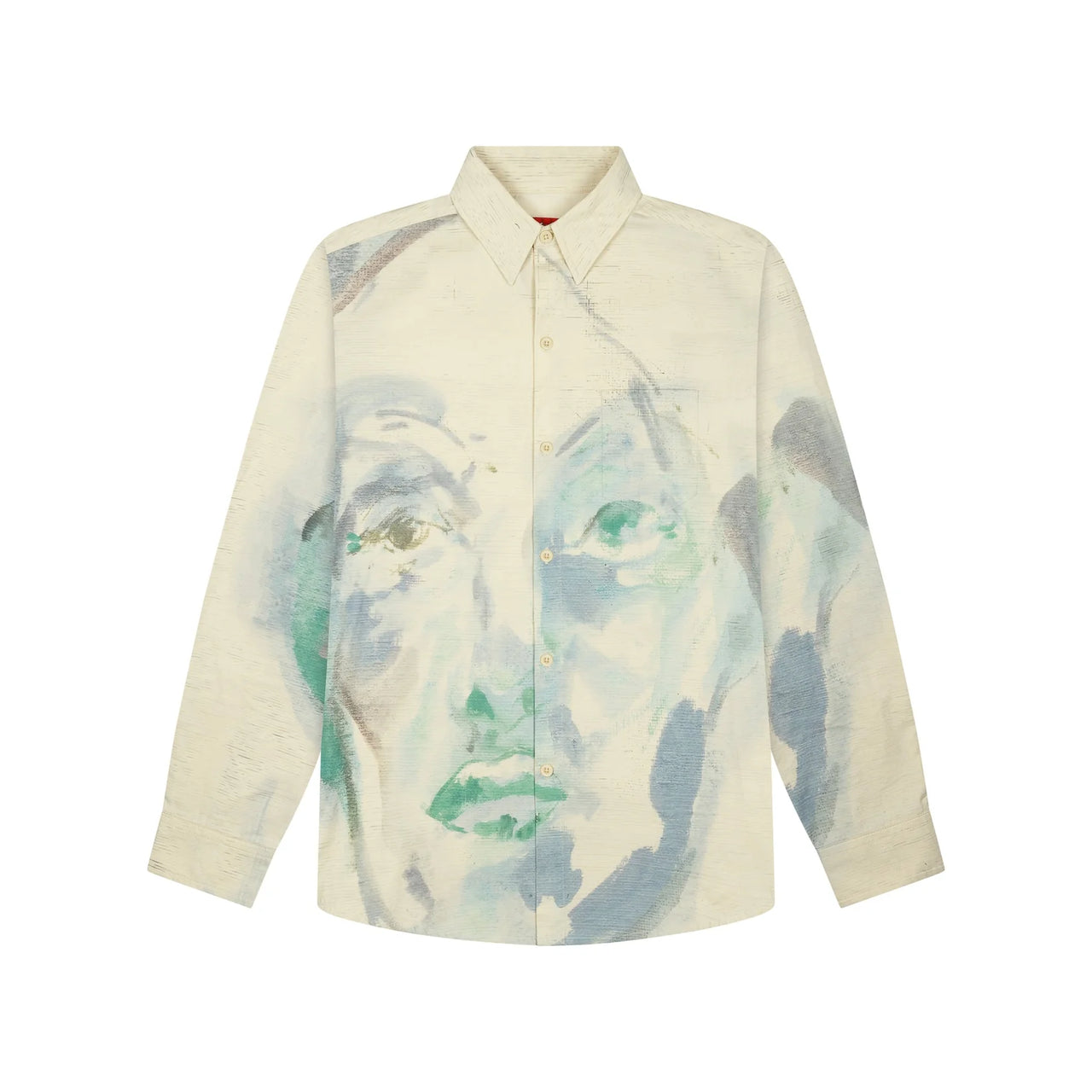 [Cream-BLUE] PAINTED FACE BUTTON UP