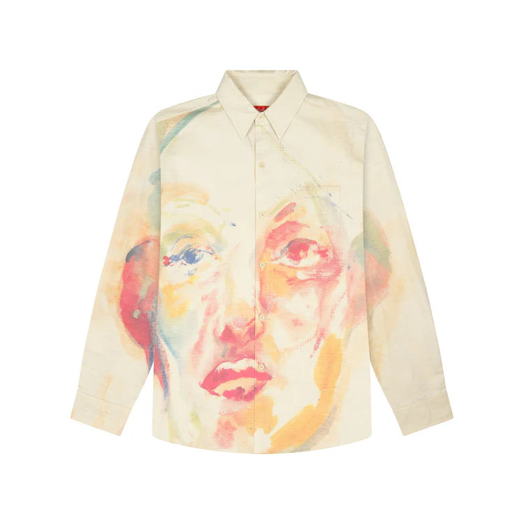 [Cream-ORANGE] PAINTED FACE BUTTON UP