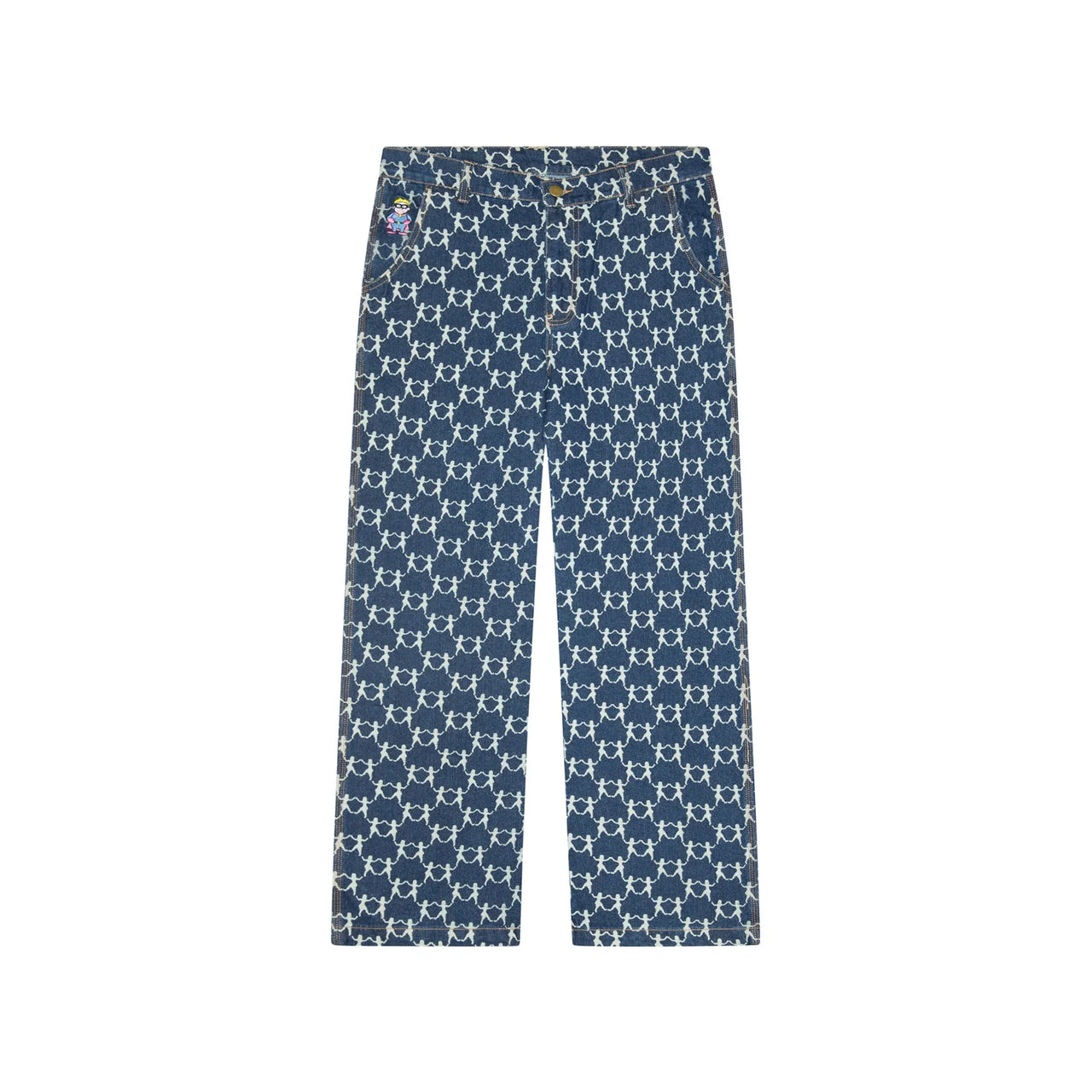 [Blue-Denim] Dancing Ladies Print Denim Jeans