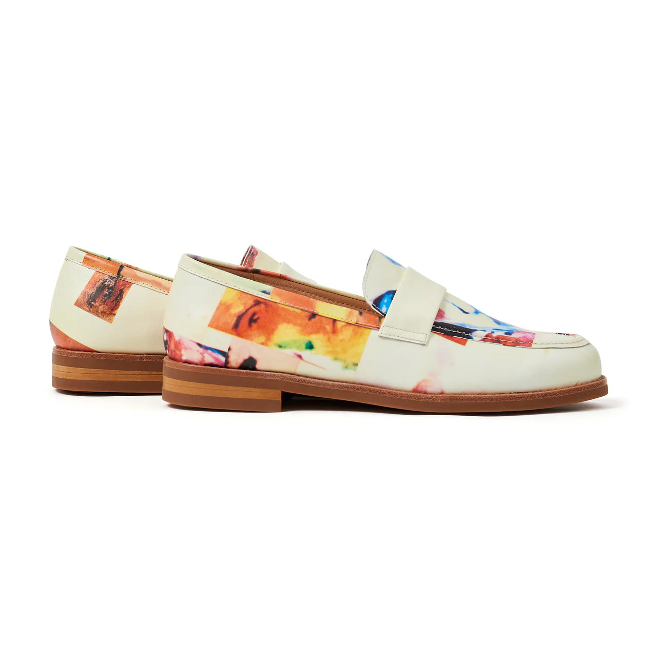 [White] Collage Faces Printed Loafer