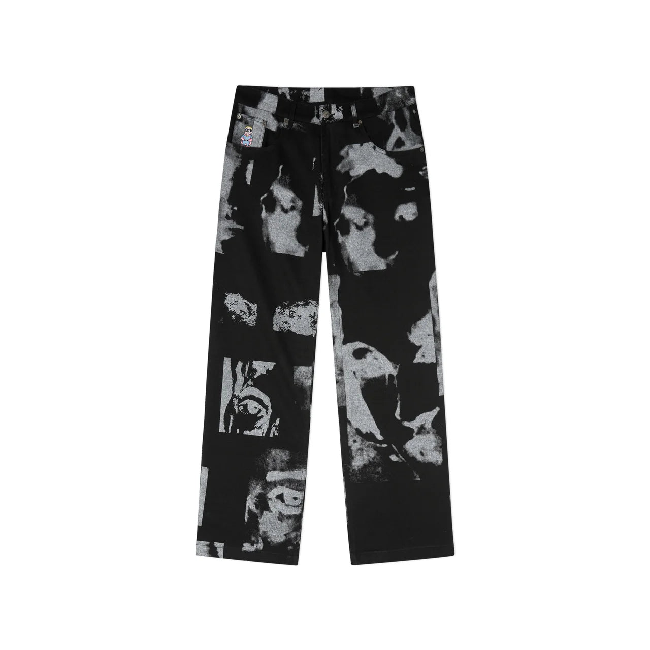 [Black] Collage Faces Twill Pant