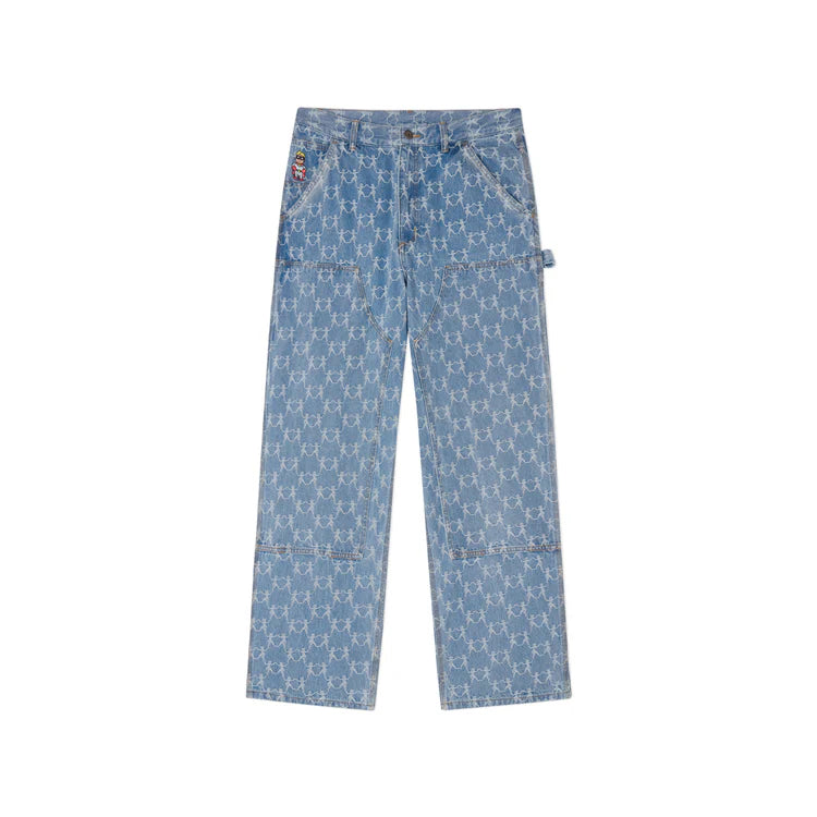 [Blue-Denim] Dancing Ladies Jacquard Double Knee Denim Jeans