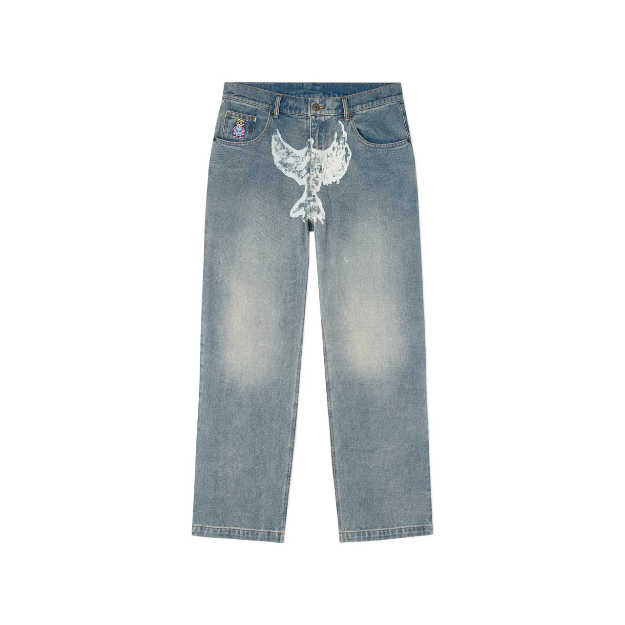 [Blue-Denim] Printed Dove Washed Denim Jeans
