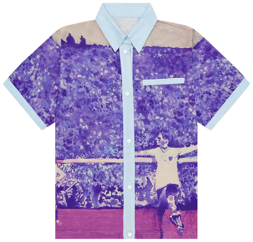 [Purple] Golaso Short-Sleeve Button Up Shirt