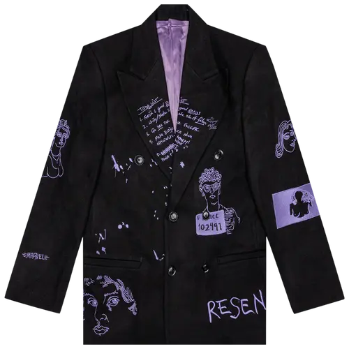 [Black-Purple] Embroidery Suit Top