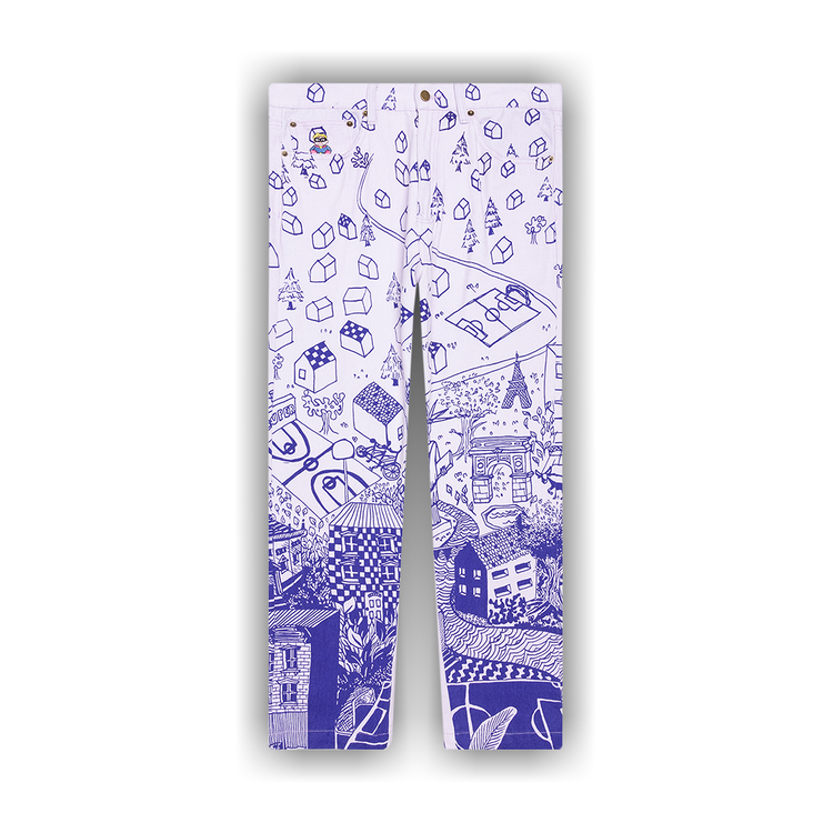 [BLUE-WHITE] Doodle Drawing Pants