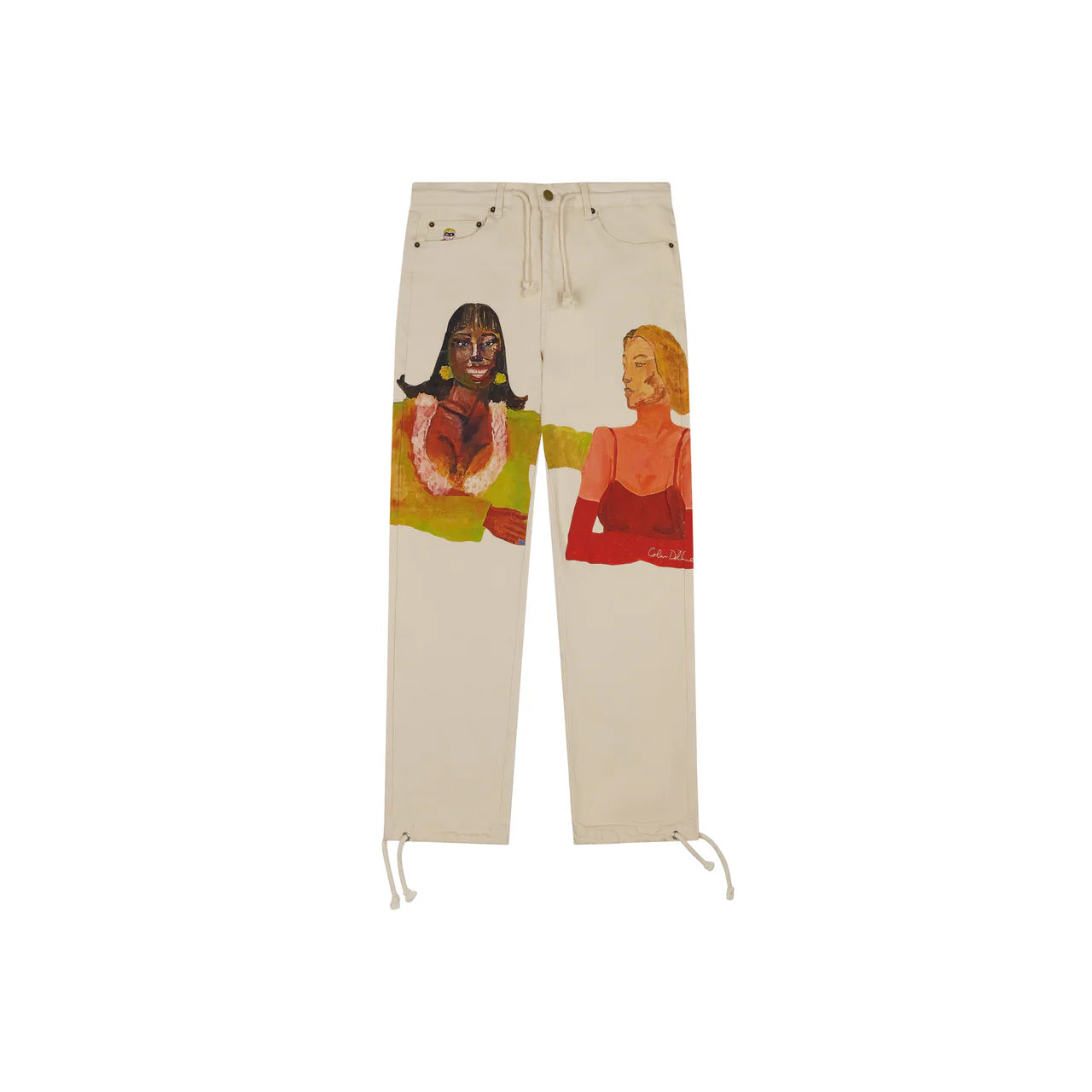[Cream] Painted Women Denim Canvas Pant