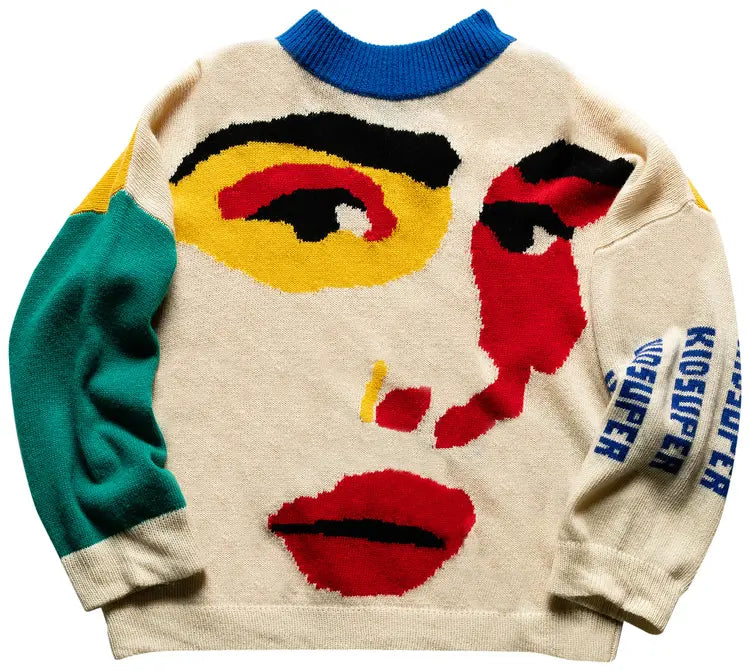 [Multicolor] Face Knit Sweater