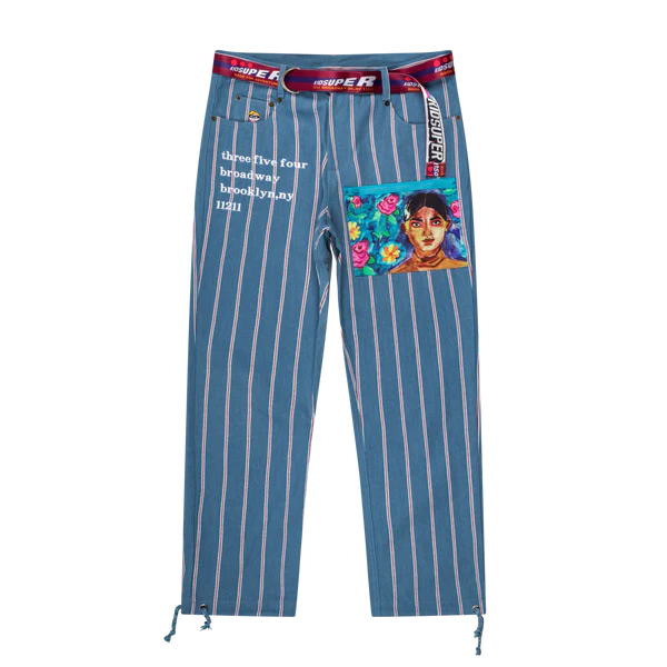 [BLUE-Denim] PAINTED LADY STRIPPED Denim JEANS