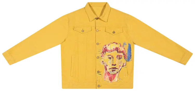 [Yellow] Painted Face Denim Jacket
