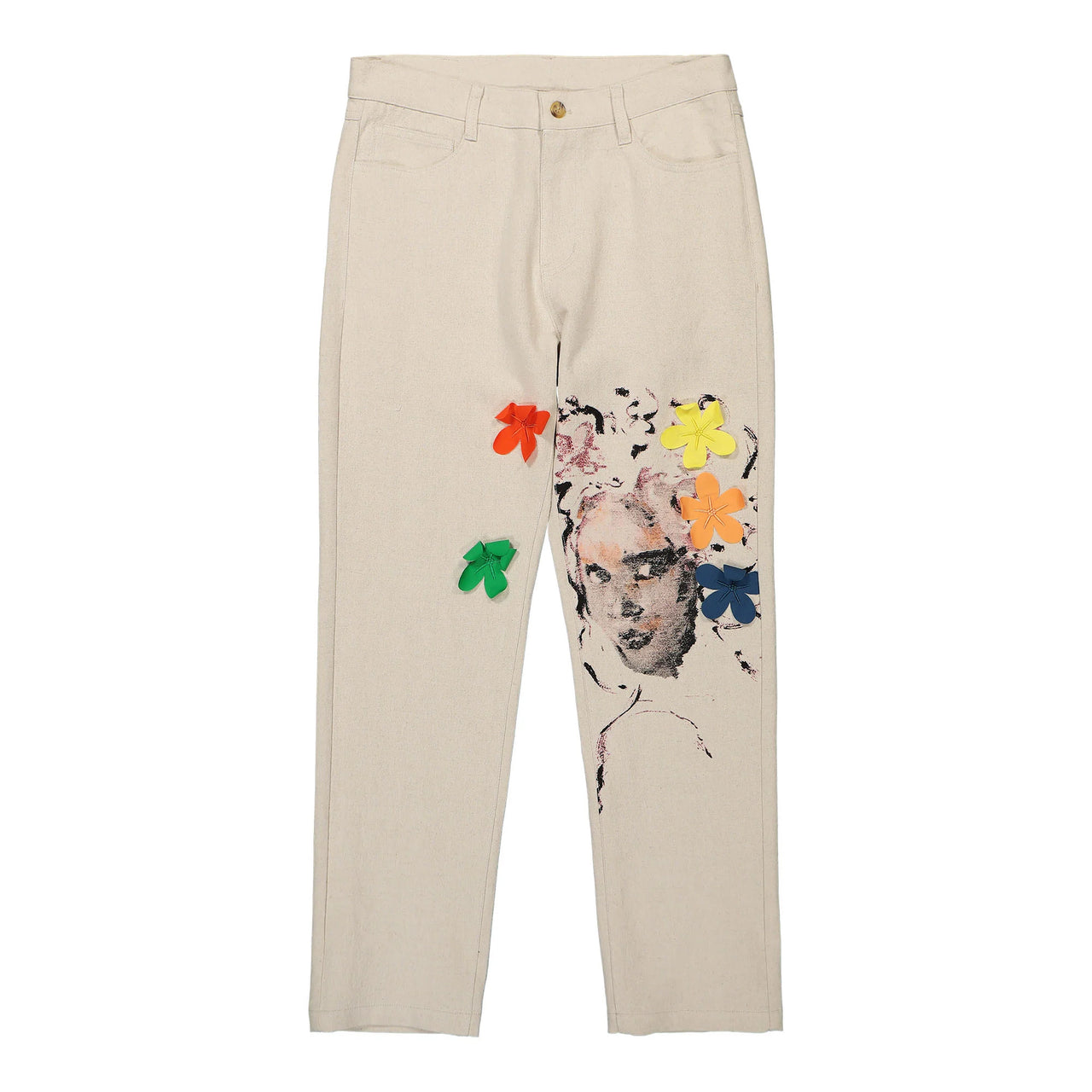 [Grey] Flowers Face Pant