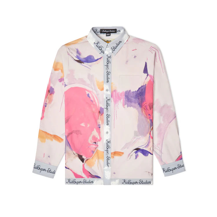 [Pink-Multi] Printed Satin Shirt