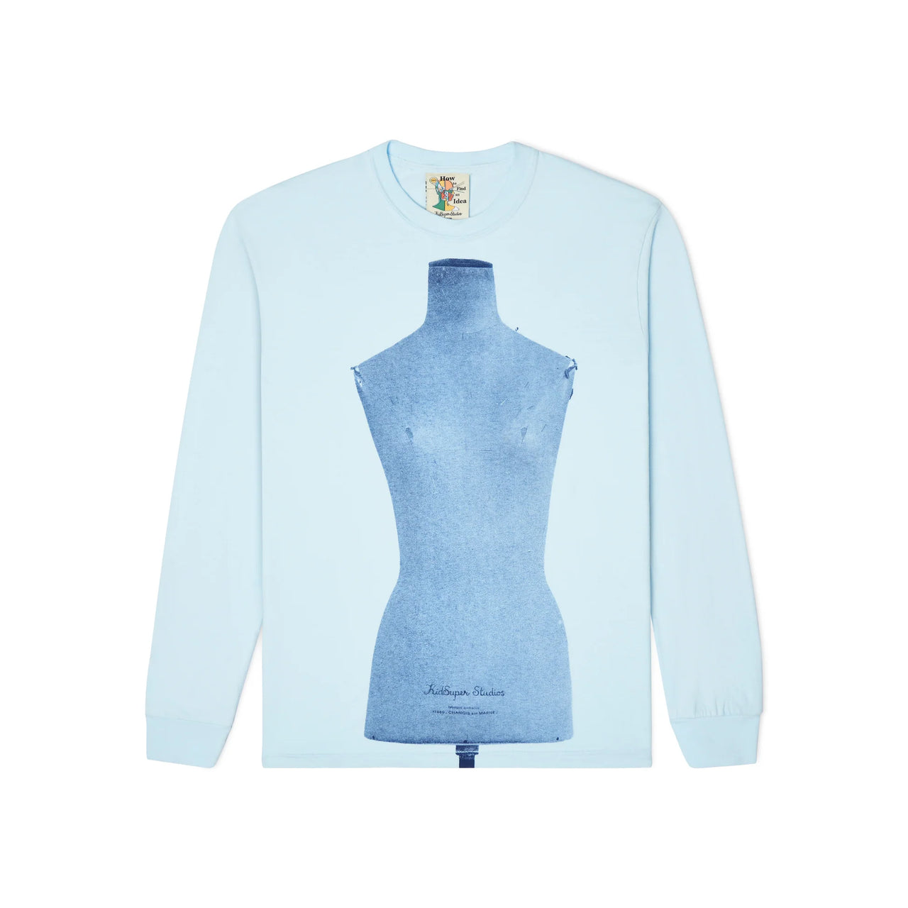 [Blue/Baby Blue] Dress Form Long Sleeve Shirt Tee