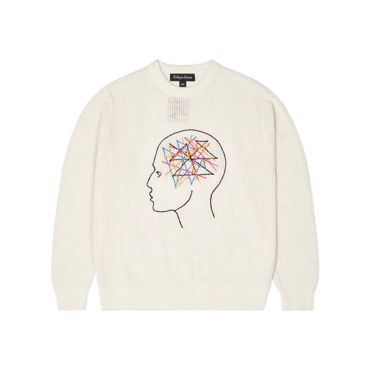 [White/Bone] Thoughts in my Head Loose Gauge Sweater