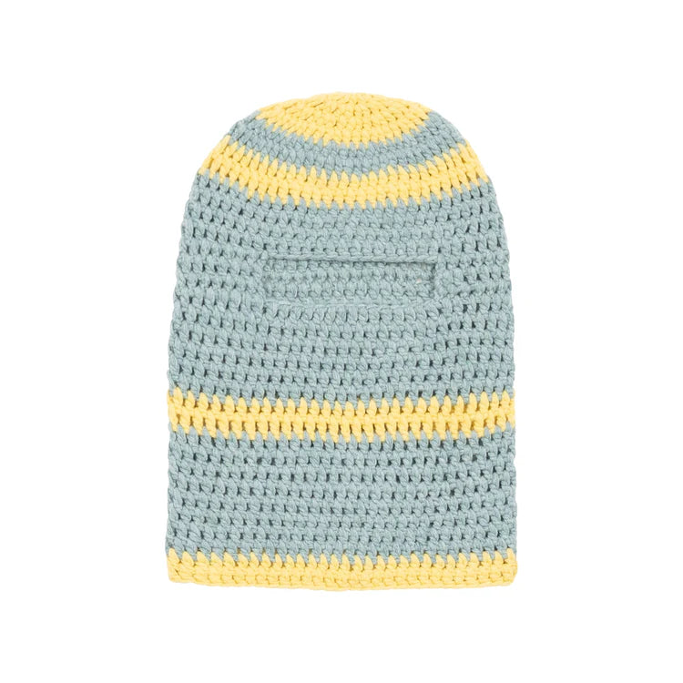 [Blue/Baby Blue-Yellow] Knit Balaclava Beanie