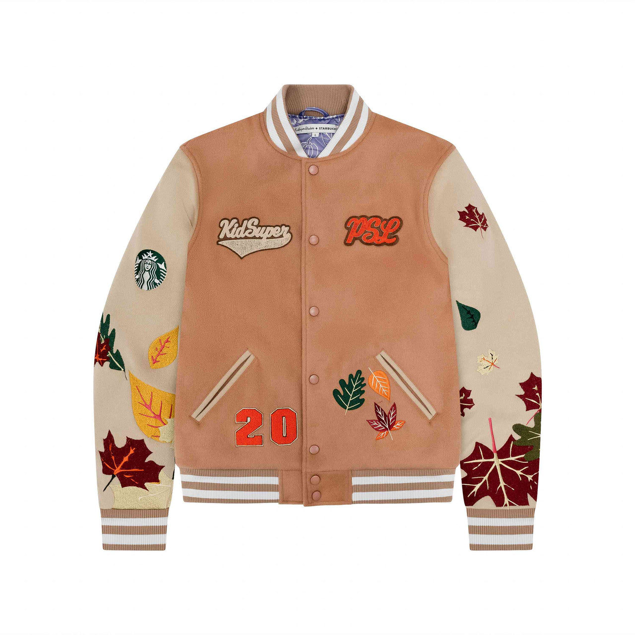 [MULTICOLOR] KIDSUPER X STARBUCKS PUMPKIN SPICE LATTE CLUB VARISTY JACKET