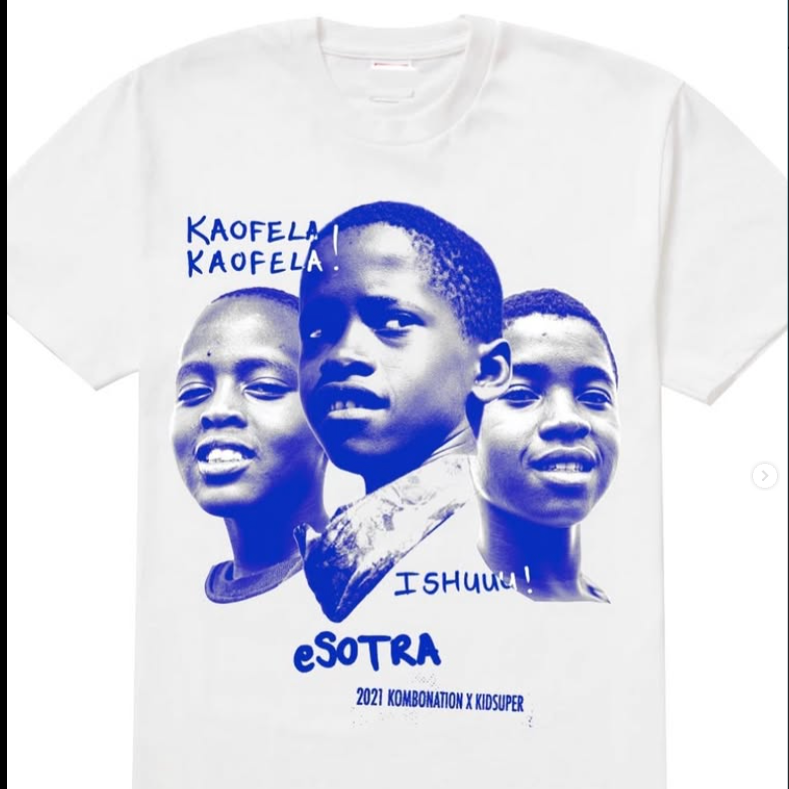 [WHITE-BLUE] KIDSUPER X KOMBONATION KAOFELA TEE