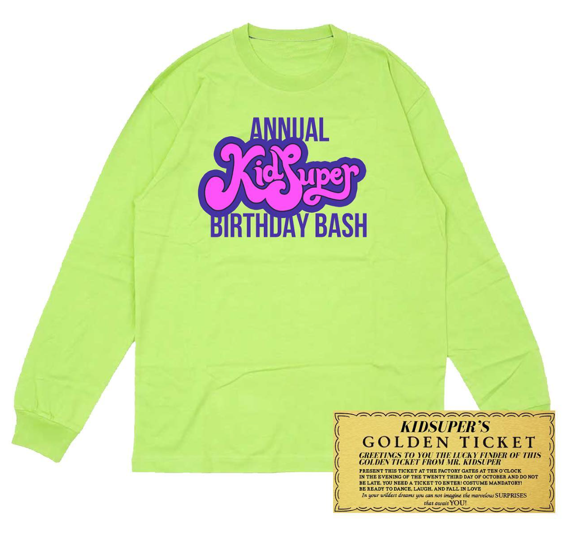 [Green/Lime Green] Happy Birthday KIDSUPER 2021! Birthday Long Sleeve Tee