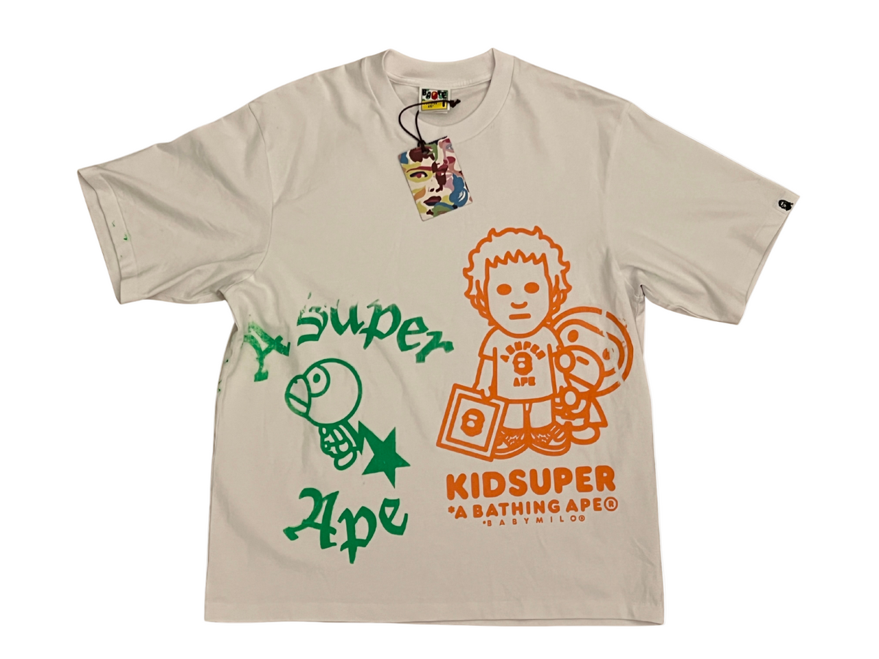 [WHITE] BAPE X KIDSUPER ORIGINAL A SUPER APE & BABY MILO TEE