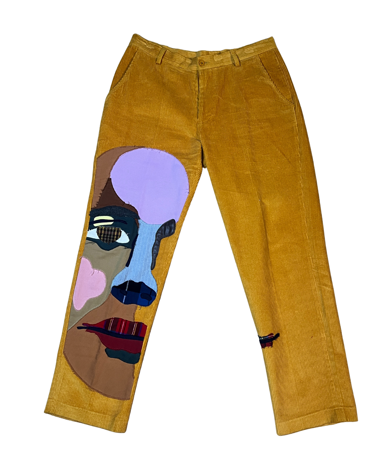 [Yellow] Corduroy Faces Graphic Print Suit Pant