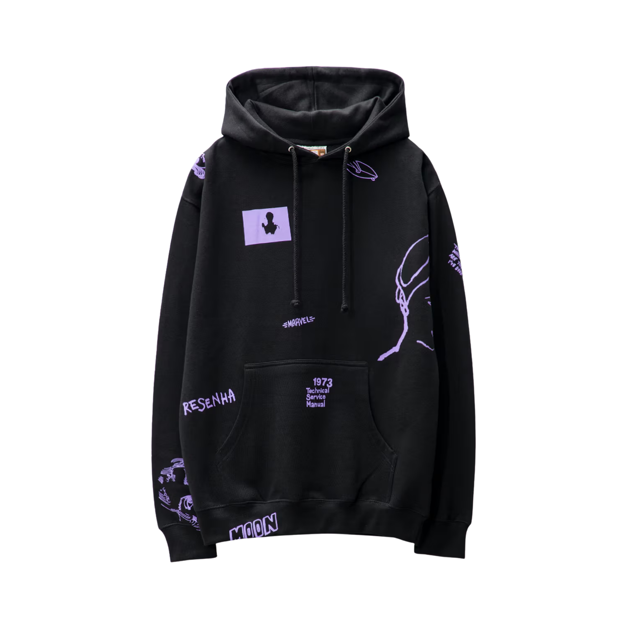 [Black-Purple] Embroidery All Over Hoodie
