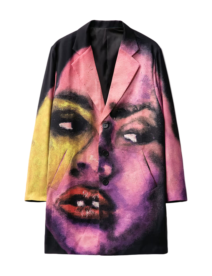 [Black] SUPER GIRL FACE LONG COAT