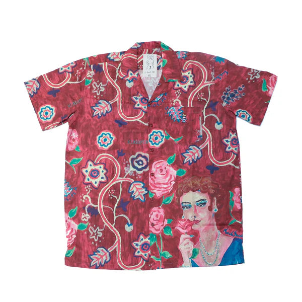 [RED] Hawaiian Painted Lady Button Down