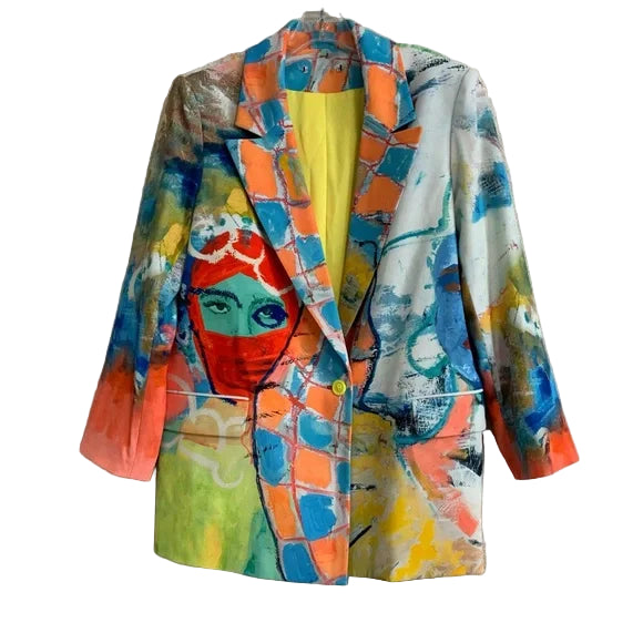 [MULTICOLOR] Kidsuper x ALICE AND OLIVIA Denny Printed Boyfriend Suit Top