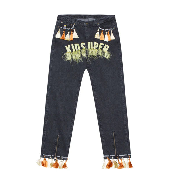 [BLACK-Denim] TASSEL DENIM PANT