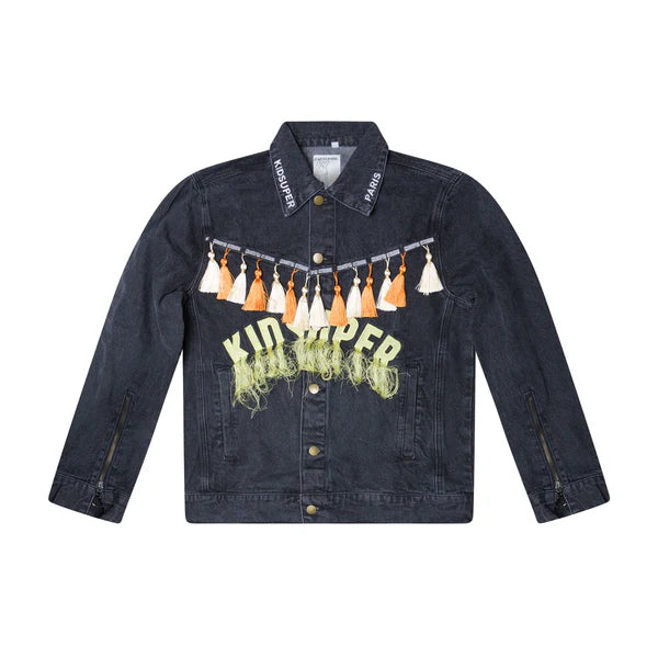[BLACK-Denim] TASSEL Denim JEAN JACKET