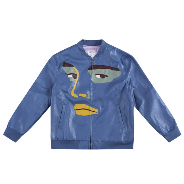[BLUE] FACES LEATHER JACKET